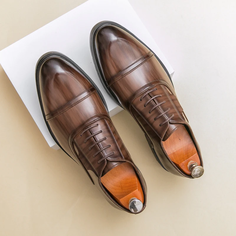 

Four Seasons Business Men Formal Leather Shoes Black Brown Men Lace-up Casual Comfortable Fashionable Office Shoes Banquet Shoes