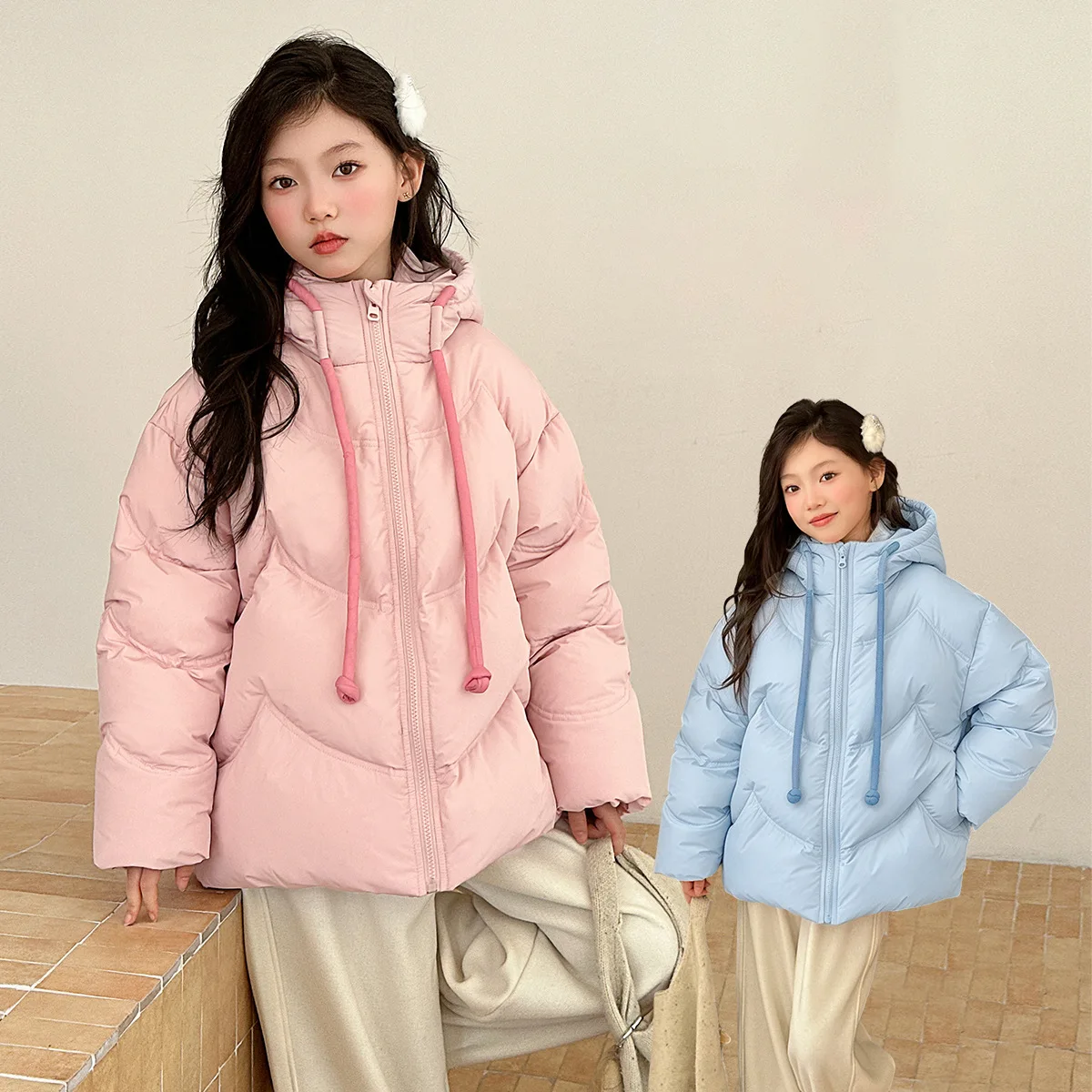 Winter Children Girls Parkas RAISE 4-14Yrs Junior Girls Hooded Thick Warm Outerwear Coat Plus Velvet Young Teenagers Girl Jacket