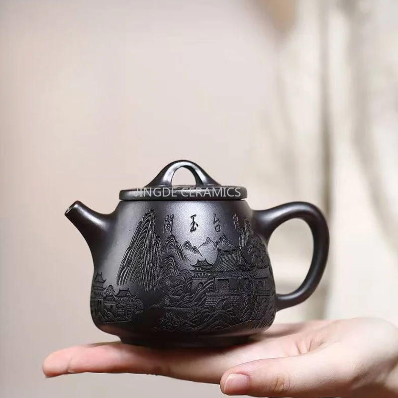 

1pc Yixing Purple Clay Teapot Tea Ceremony Accessories Home Beauty Pot Chinese Style Teaware, Office Purple Clay Teapot