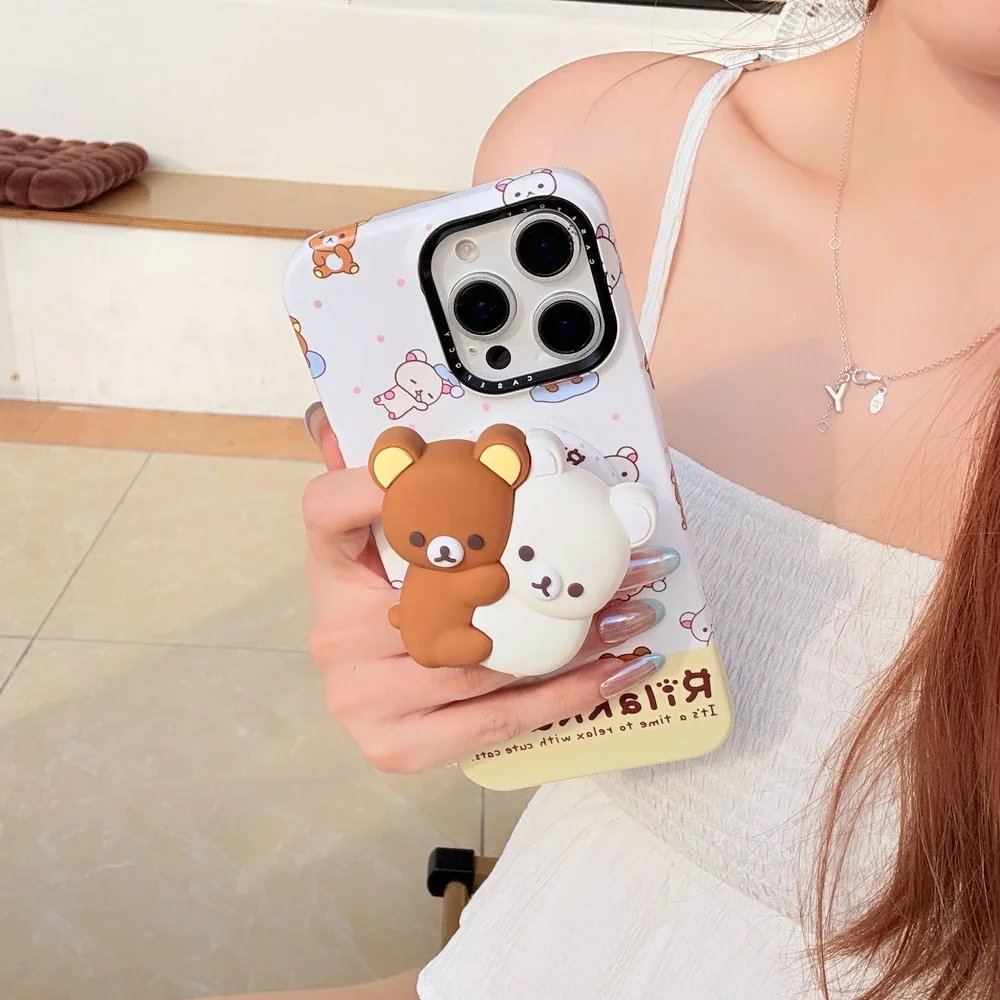 ثلاثية الأبعاد لطيف الكرتون Rilakkuma الدب حامل قبضة مغناطيسي Magsafe اللاسلكية تهمة جراب هاتف آيفون 17 16 15 14 13 برو ماكس غطاء #3