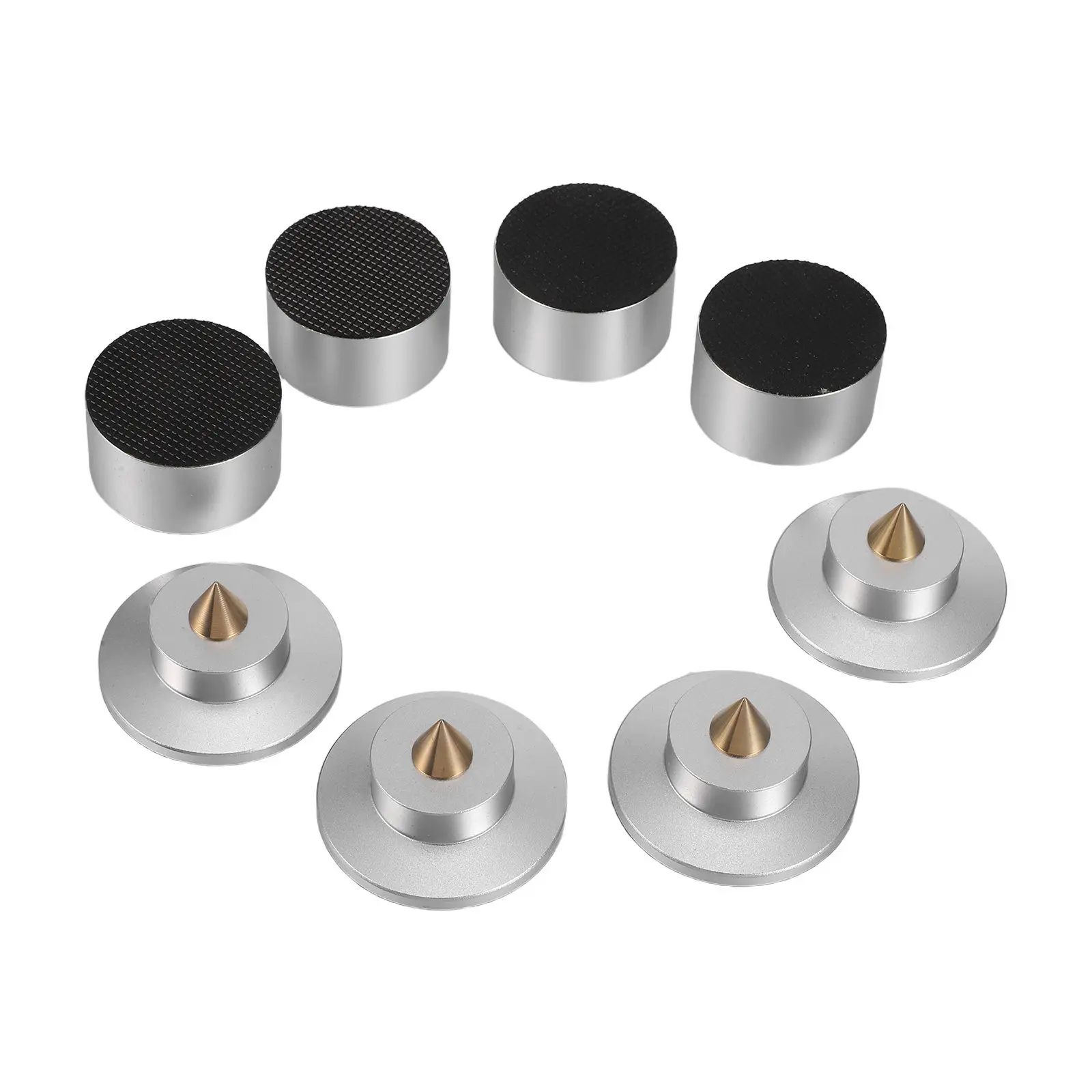 

4Pcs Audio Equipment Isolation Feet Metal Speaker Spikes Shock Absorbing Pads for Enhanced Bass Clarity Bookshelf Speakers
