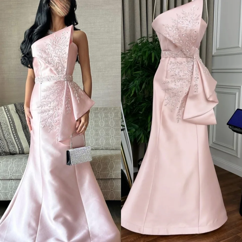

Customized Sparkle Intricate Beading Sequined Bow Mermaid Strapless Long Dresses Bespoke Occasion Dresses Chinese Style Fashion