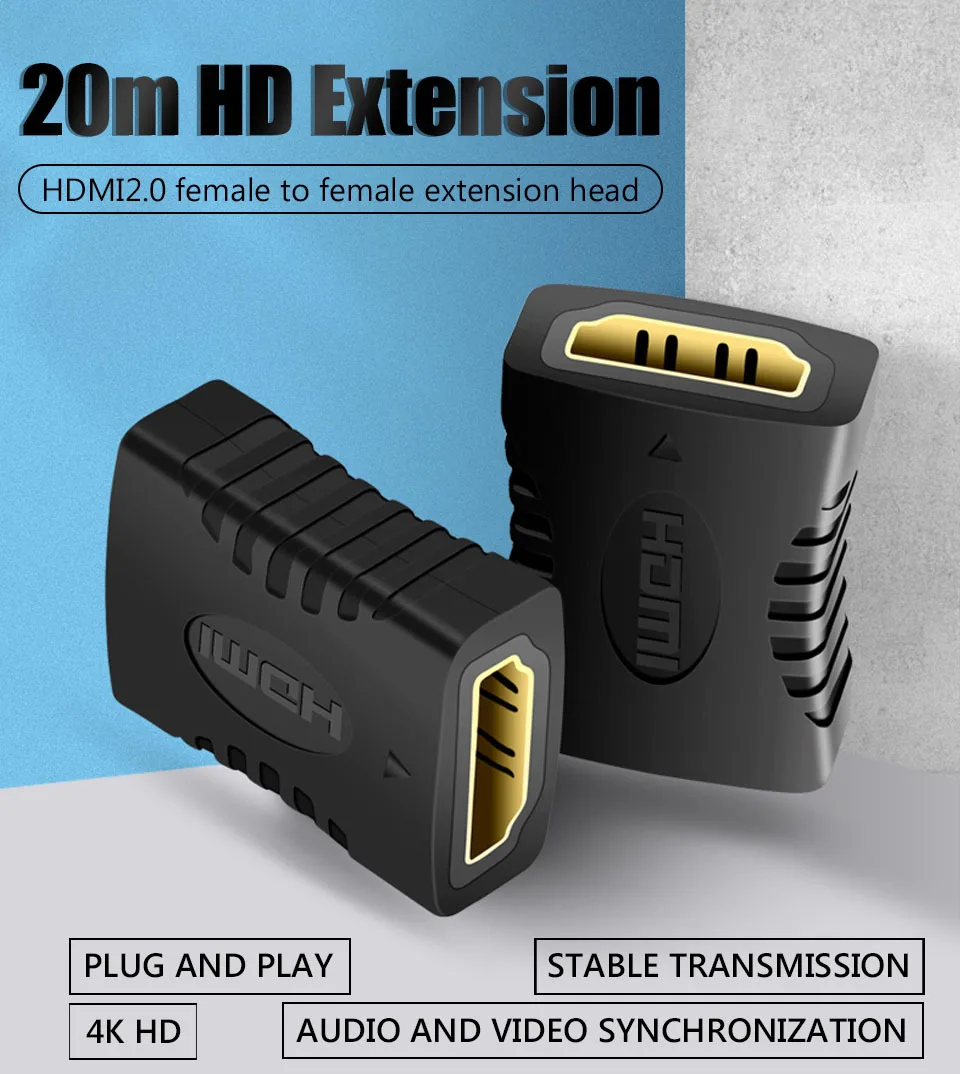 1-2PCS 4K HDMI Extender Female To Female Converter Extension Adapter For Monitor Display Laptop PS4/3 PC TV Hdmi Cable Extension