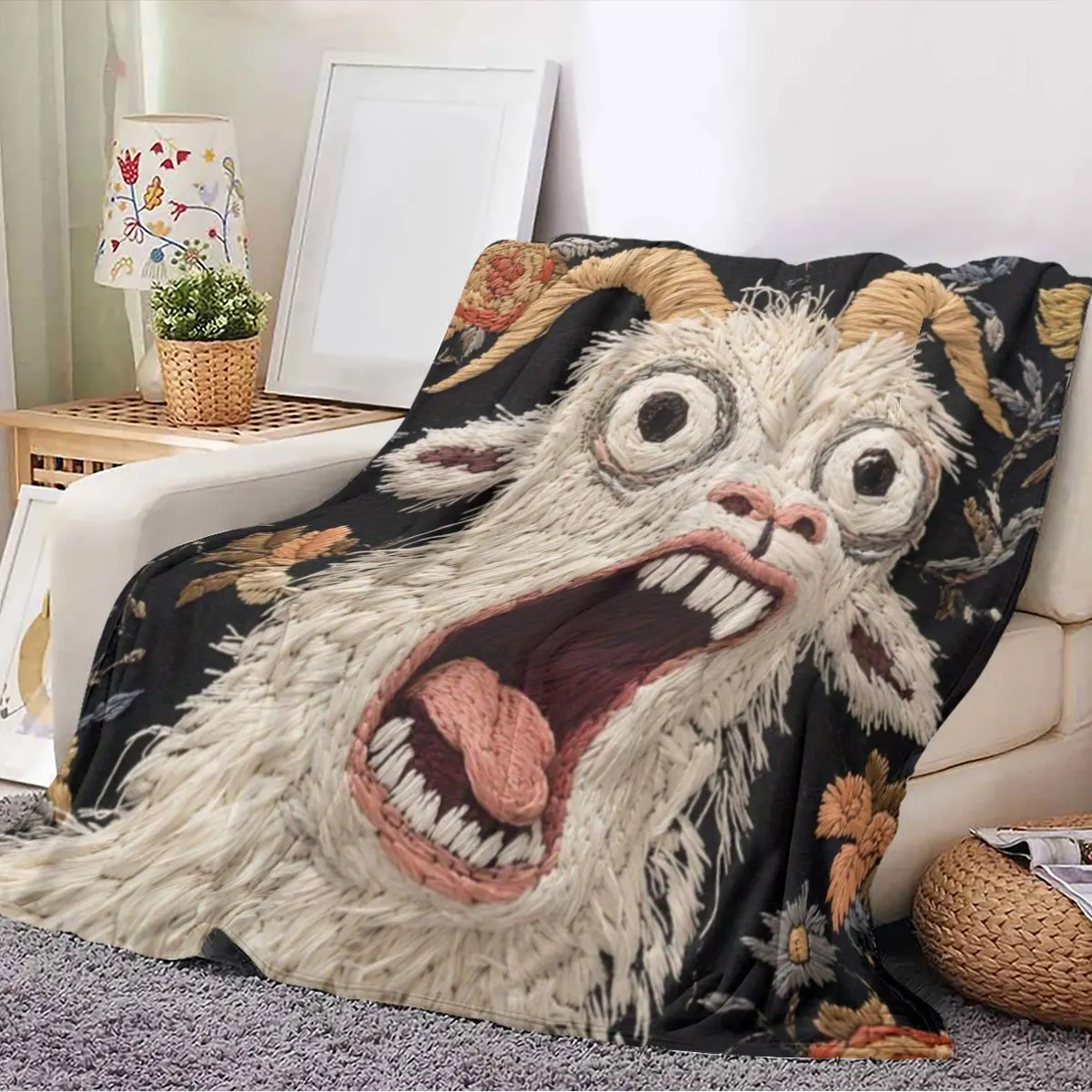 Giant Cartoon Sheep Throw Blanket Plush Fleece Cozy Oversized Sofa Throw for Couch Decor Xmas Gift for Boyfriend Girlfriend
