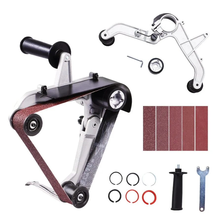 

Belt Sander Adapter for Angle Grinder Pipe or Tube Sanding Attachment with 5 811 Imperial Thread and 10PCS Sanding Belts Belt