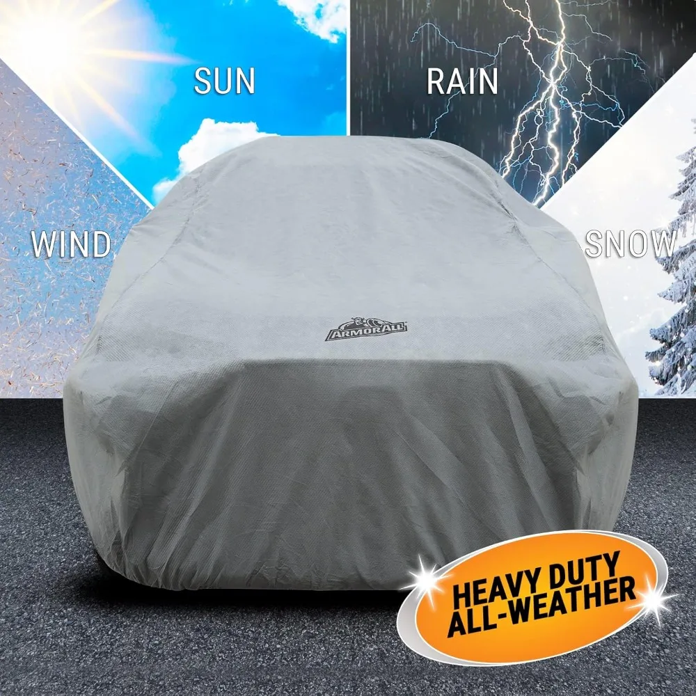 Heavy Duty All-Weather SUV Car Cover, Max Protection from Sun Rain Wind Snow, Fits SUVs up to 205", Grey