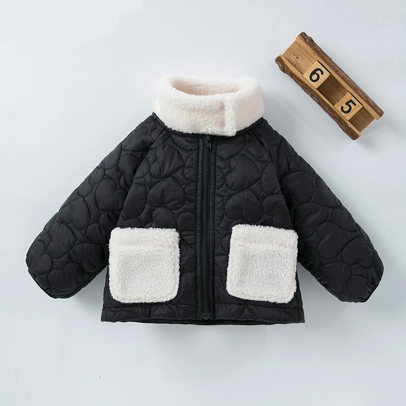 Winter Newborn Girls Clothes Korean Casual Fashion Black Warm Thick Kids Coat Toddler Fleece Jackets Baby Luxury Clothing BC1667
