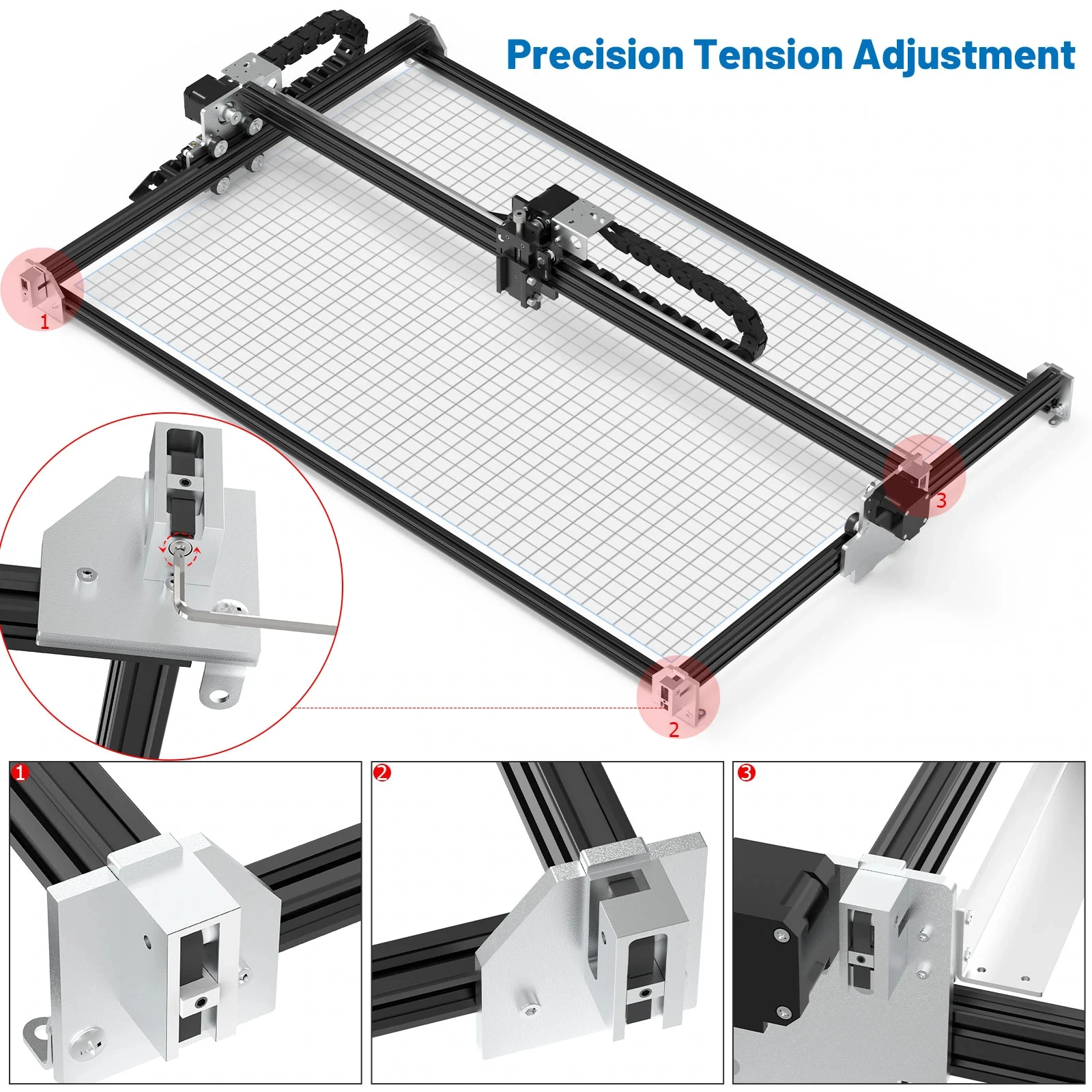 Ajustador de cinta transportadora NEJE, Tensor de correa para cortador de grabado láser NEJE 3/2s Max y NEJE 3 Pro