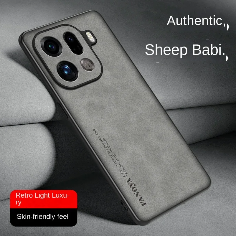 Premium Schaffell Leder Handyhülle für OPPO Find X9 Pro X8 Ultra X8s Plus X7 X6 Objektiv Kameraschutz Weiche TPU Bumper Cover