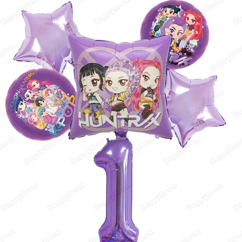 KPop شيطان الصيادين احباط بالون الكرتون أنيمي بالون أرقام 1-9 بالون الاطفال حفلة عيد ميلاد ديكور لوازم نفخ الهدايا