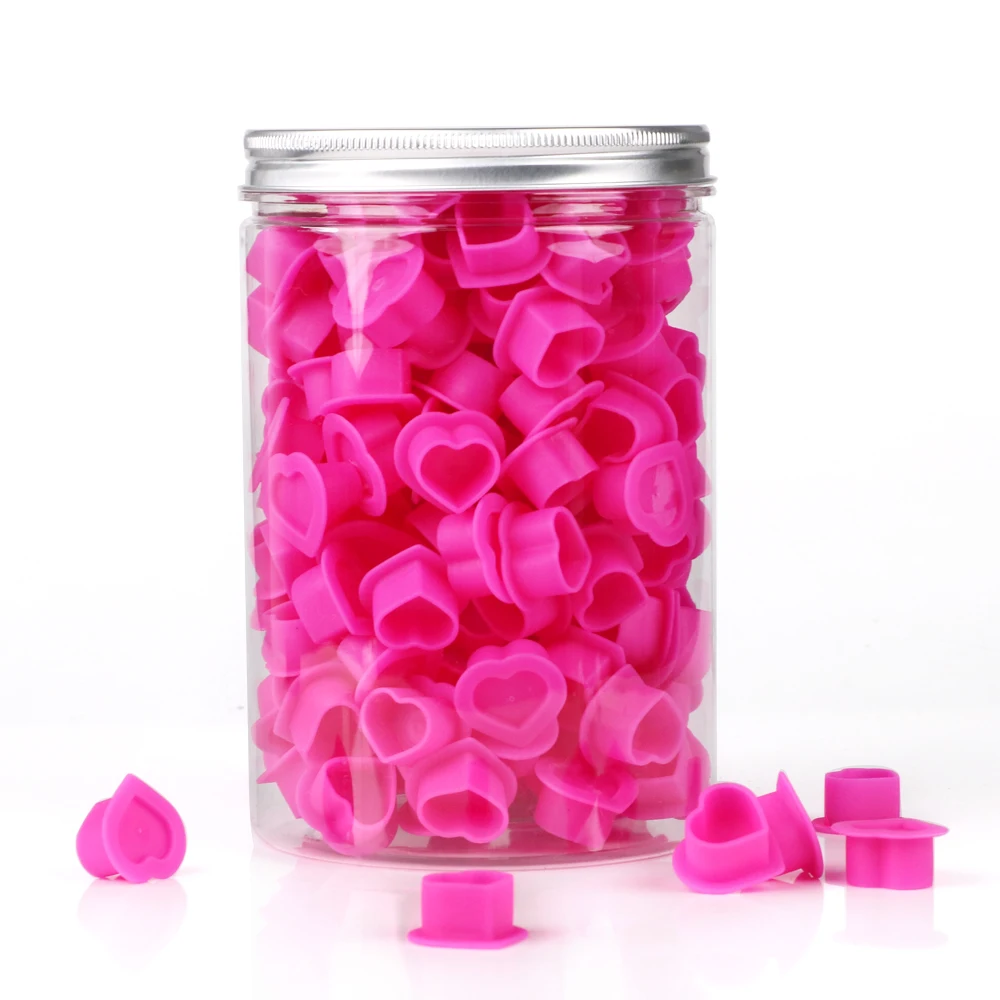 200 pièces tasse d'encre de tatouage en forme de coeur jetable Silicone tatouage Pigment tasse sourcil couleur Pigment tasse tatouage Pigment support