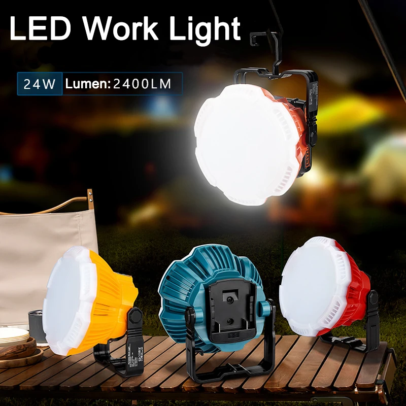 

for Makita/Bosch/Dewalt/Milwaukee/Black Decker/Craftsman 18V Li-ion Battery Portable LED Work Light with Hook Camping Lighting