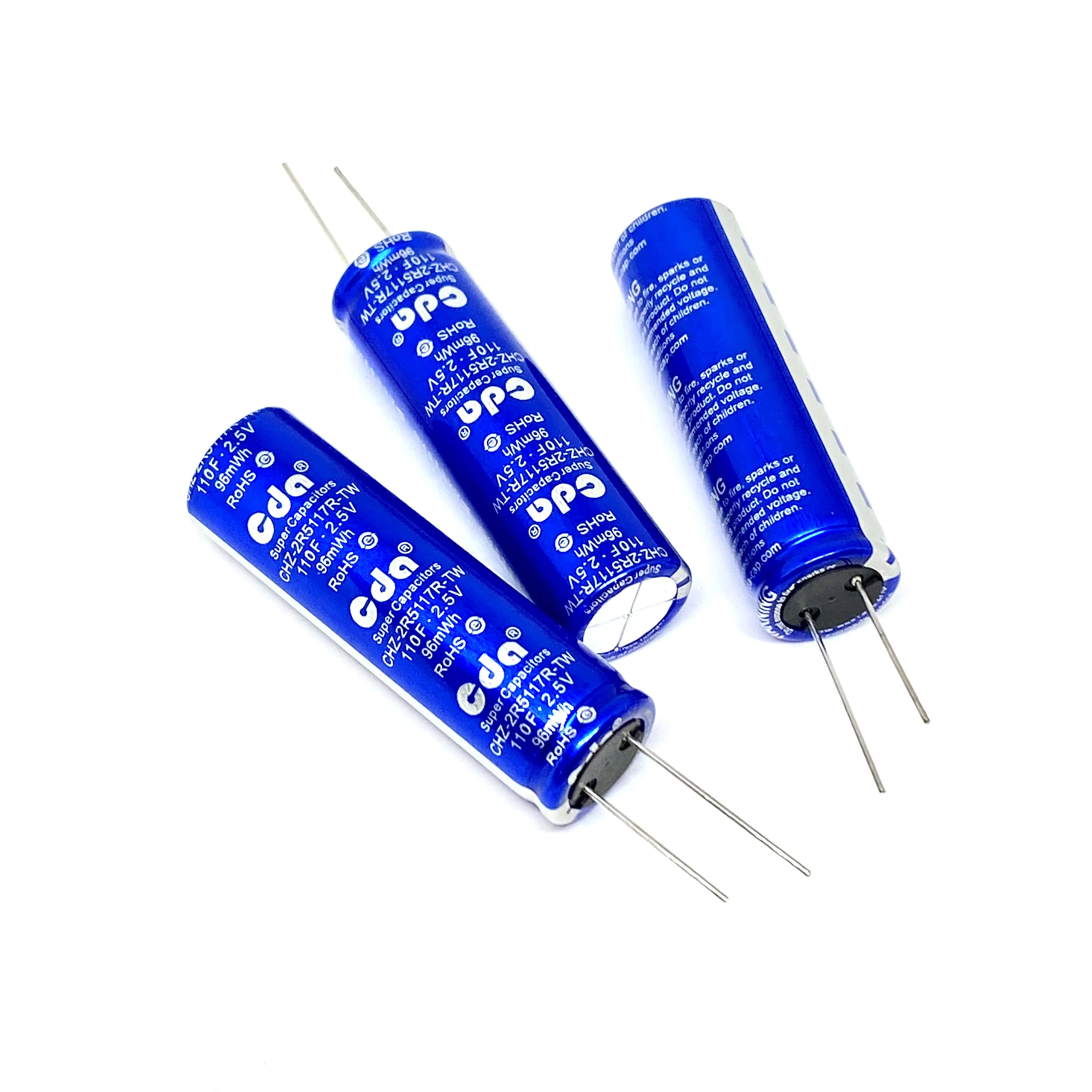 

SuperCapacitors CDA 2.5V 110F CHZ-2R5117R-TW Farad capacitor Super Capacitor 2.5V-110F 18X60mm