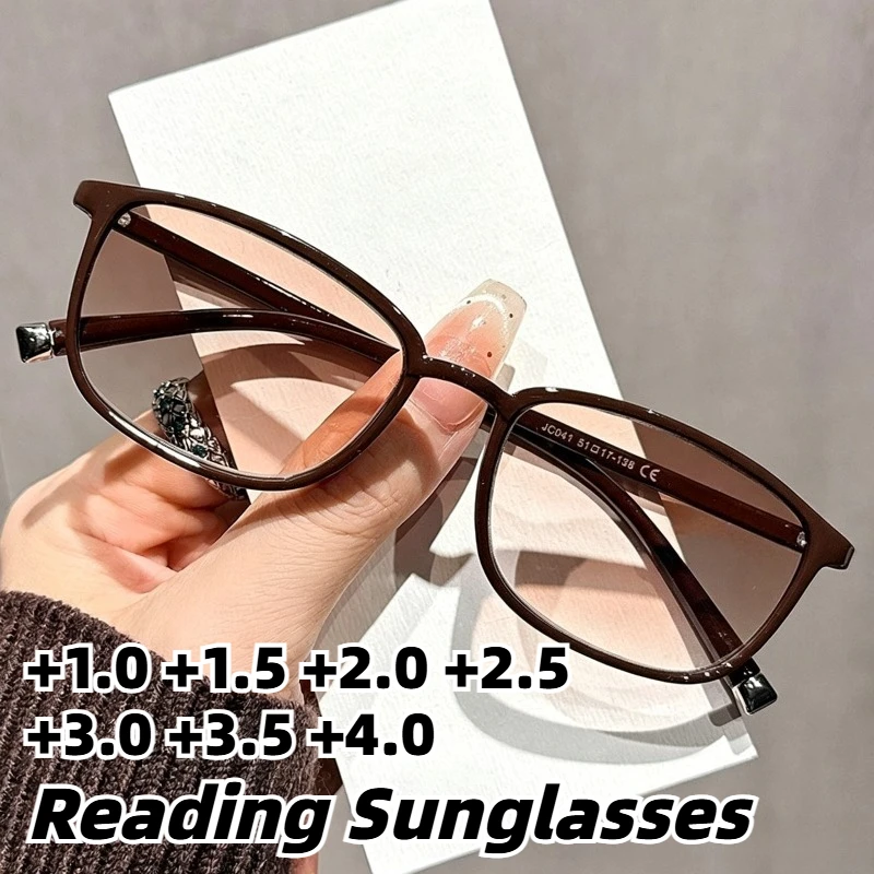 2026 Neue Modische Farbverlauf-Lesebrille Unisex Minimalistischer Quadratischer Rahmen Alterssichtbrille Dioptrien +1,0 bis +4,0
