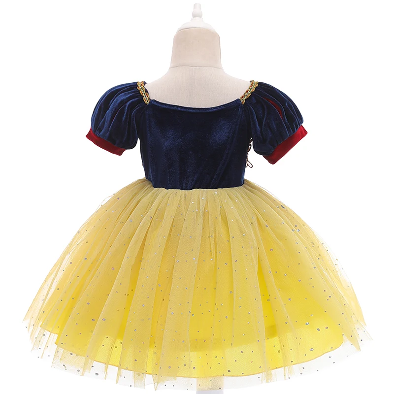 Baby Girl Dress 1-6 Year Princess Dress Snow White Cosplay Costume Kids Halloween Birthday Party Dress Christmas Ball Gown