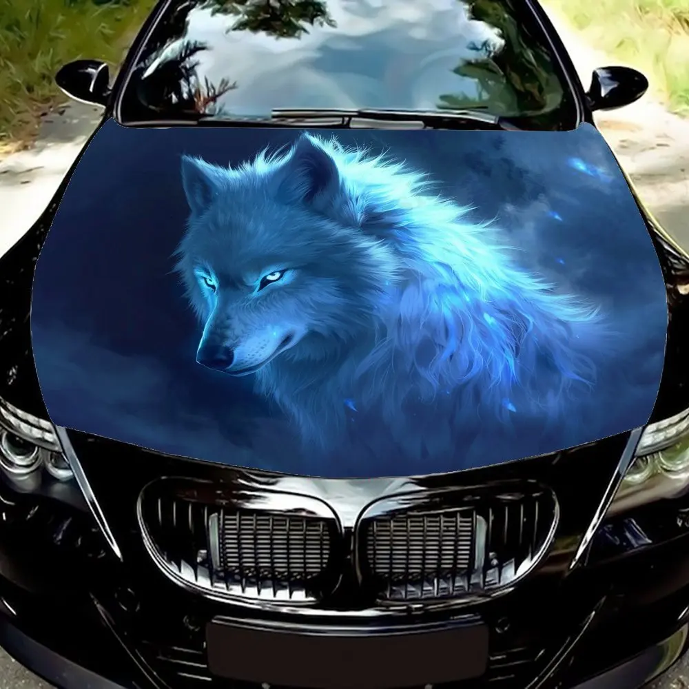 

Shadow Blue Eyes Wolf Car Hood - Premium Vinyl Sticker For Automotive Exterior Customization - Durable Weather-Resistant Design