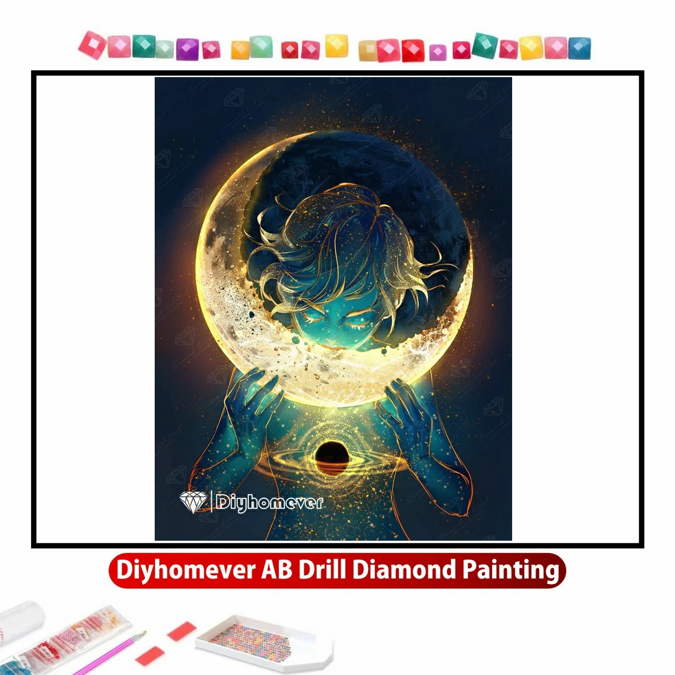 

Moon Eater 5D DIY AB Diamond Painting Cross Stitch Kit Fantasy Cartoon Art Mosaic Embroidery Home Decor Gift 2024 New Arrival