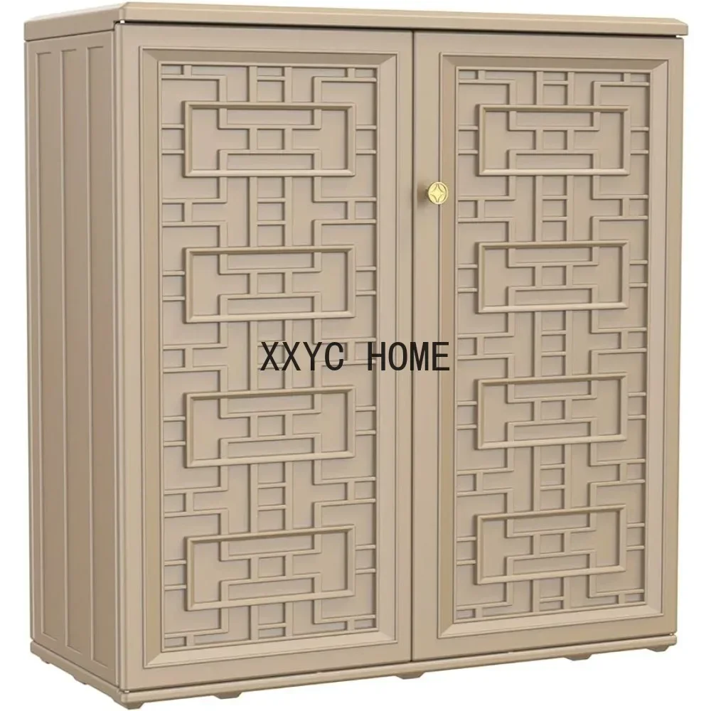 

Водонепроницаемый садовый шкаф для хранения с 1 полкой, уличный контейнер из полимерной смолы для патио/сада/двора/домашнего использования