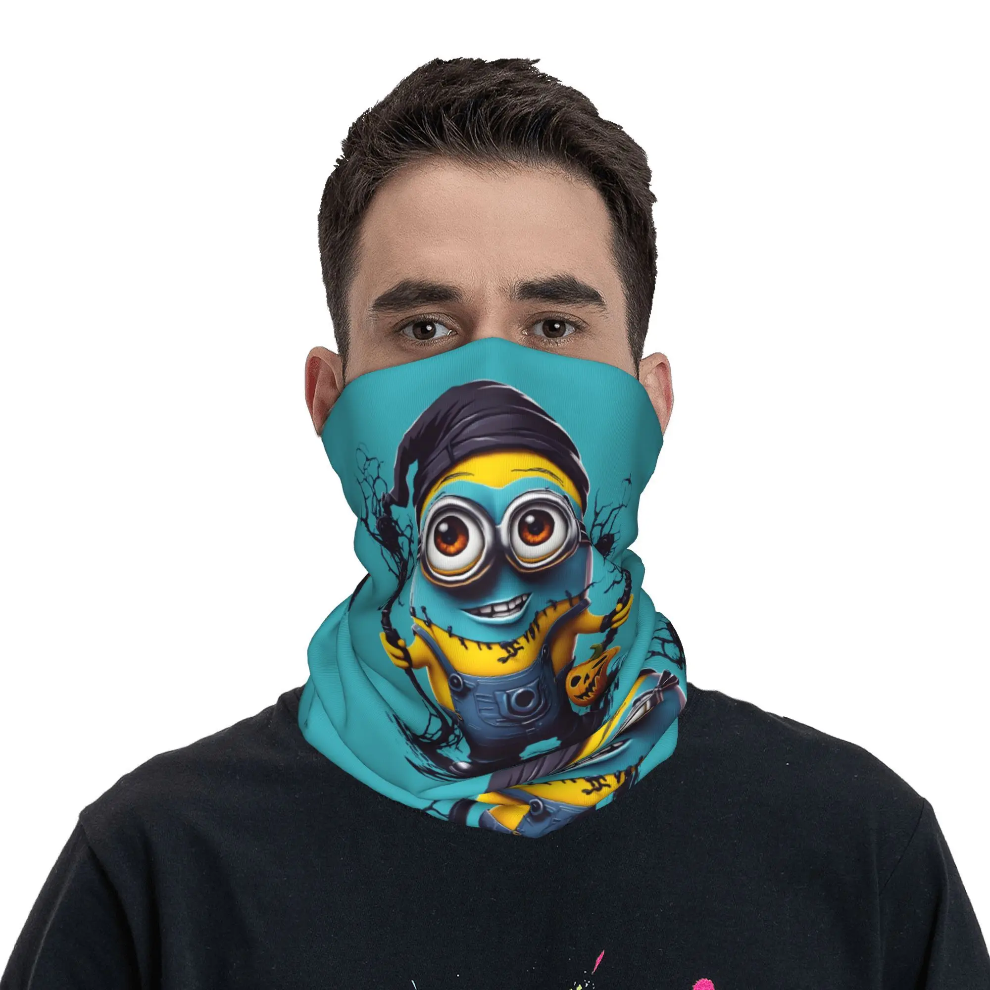 Minions personalizados halloween abóbora bandana pescoço mais quente das mulheres dos homens inverno esqui caminhadas cachecol gaiter minion dos desenhos animados rosto capa