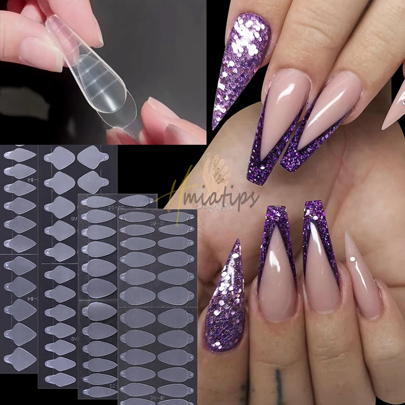 24 Stuks/Vel Frans Forma Dual Sticker Siliconen Franse Lijn Voor Dubbele Vormen Valse Tips Poly Nail Gel Systeem Verlenging Nagels Schimmel