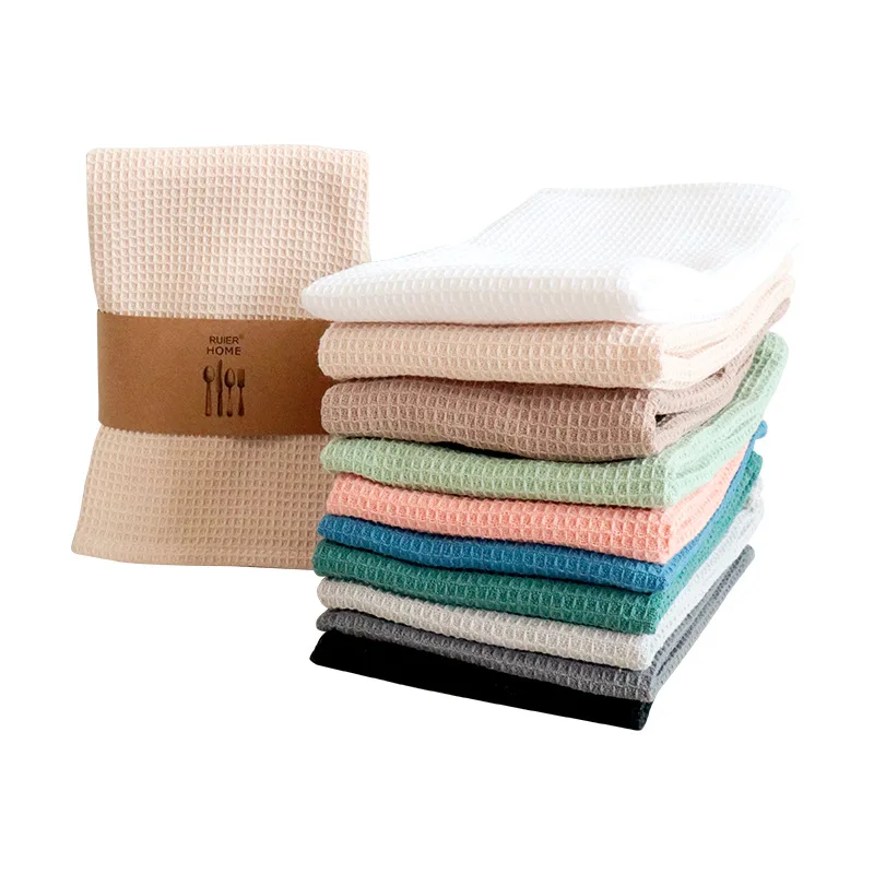 6PCS Waffle Weave Cotton Dish Rags,Ultra Soft Absorbent Tea Towel,Cloth Napkins,45x65cm Large Kitchen Dinner Plate Hand Towel