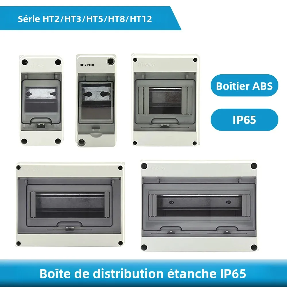 Boîte de jonction électrique série HT, boîtier PC ABS pour l'extérieur, boîte de Distribution de Circuit étanche IP65, boîtes électriques isolantes