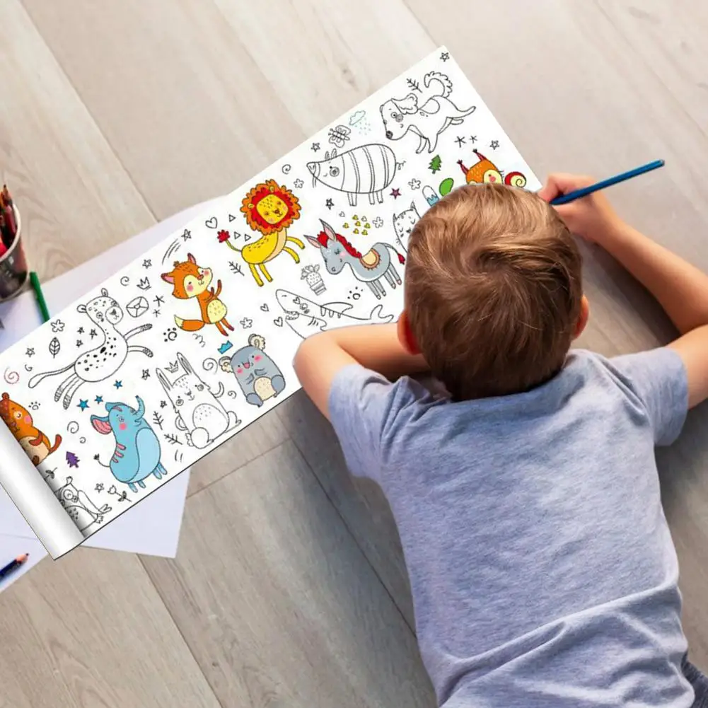 Rollo de papel para colorear de Graffiti, mantel de dibujo de animales, rollo de dibujo para niños, papel de relleno de Color pegajoso