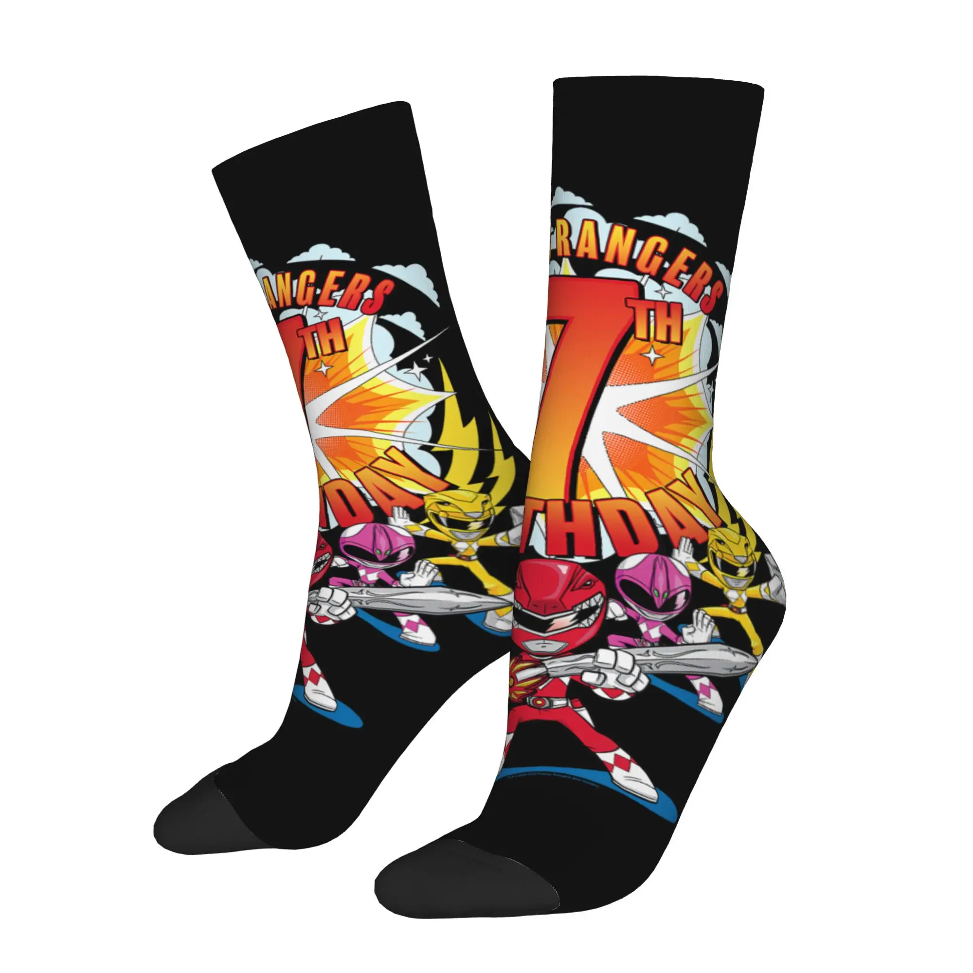 sports socks Power Rangers Awesome 7th Birthday Mini Action Vintage  Hip Hop Novelty Pattern Crew Crazy Sock