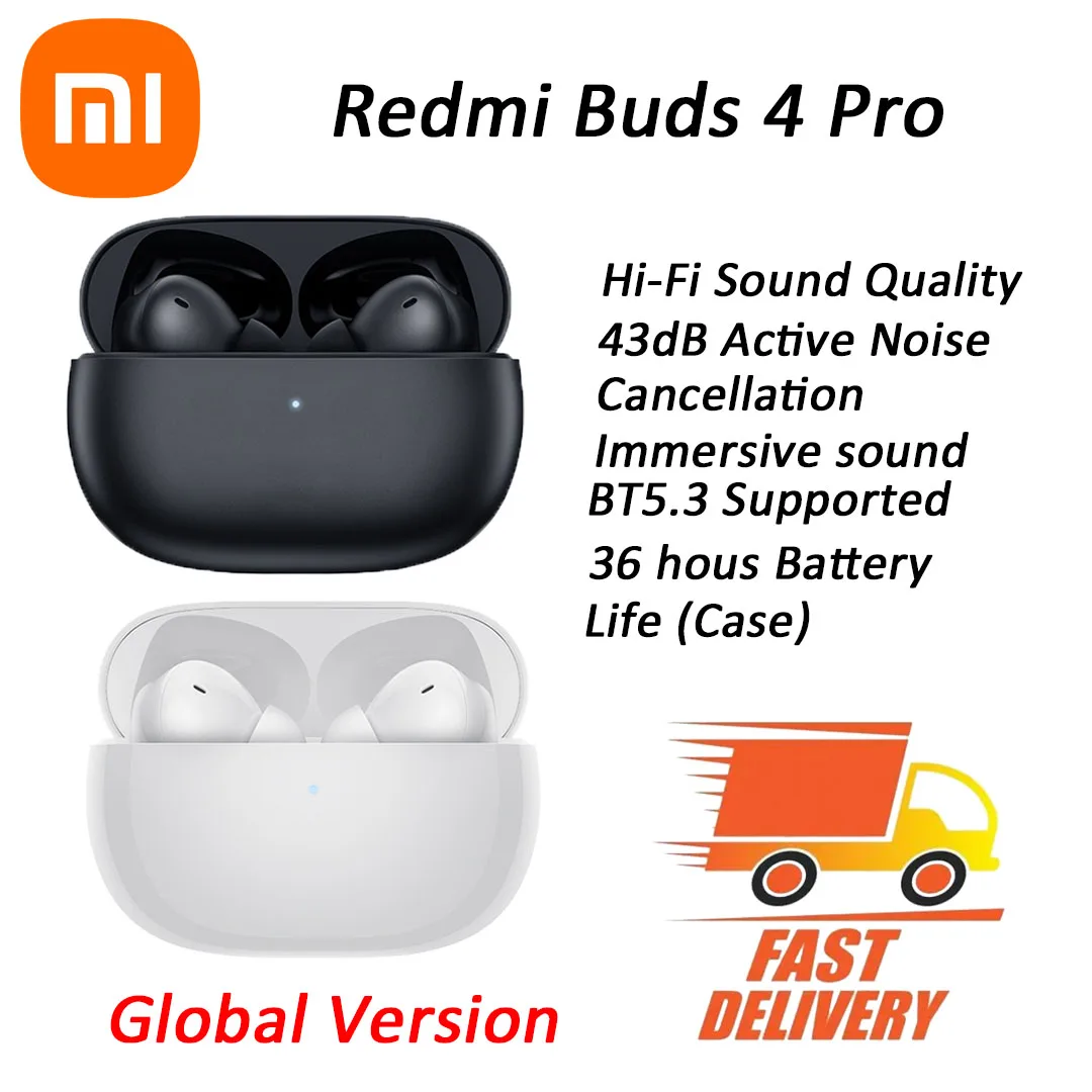 

Global Version Xiaomi Redmi Buds 4 Pro TWS Earphone Bluetooth 5.3 Active Noise Cancelling 3 Mic Wireless Headphone Hi-Res AUDIO