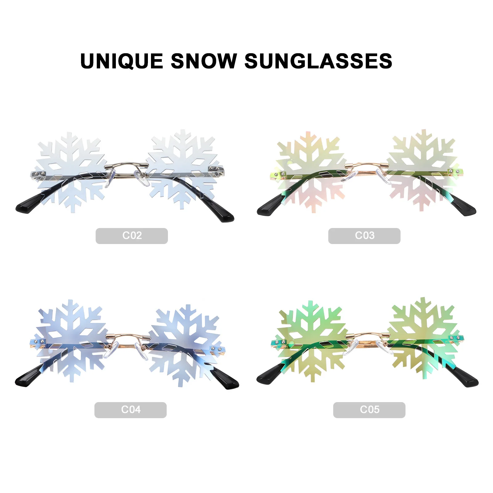 

1Pcs Silver Frame Sunglass Lightweight Snowflakes Design Party Eyewear Funny Sunglasses Photo Prop Festival Supplies
