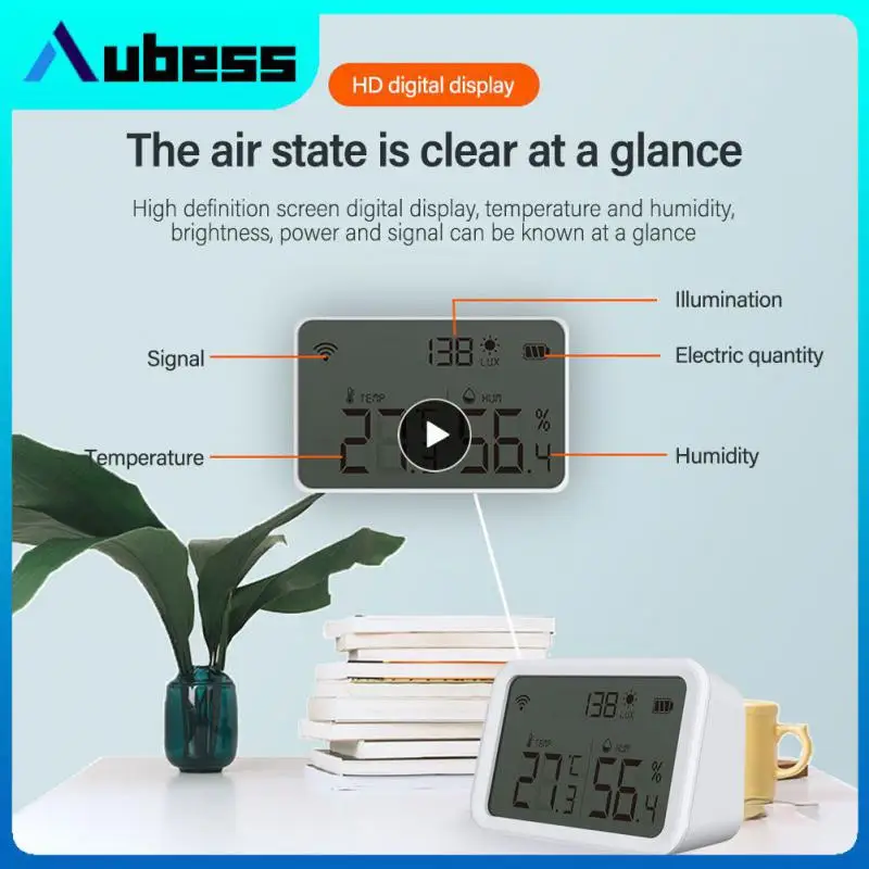 Two-in-one Thermometer Detector Alarm Brightness Detecter Scene Linkage Wifi Zigbee3.0 Temperature And Humidity Sensor Tuya