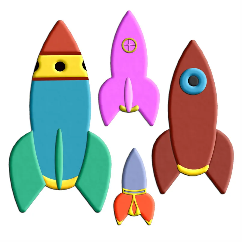 Four Specifications Cartoon Aerocraft Carrier Rocket,Plastic Mold,Cake Fondant Tools,Cookie Sushi and Fruits Cutters