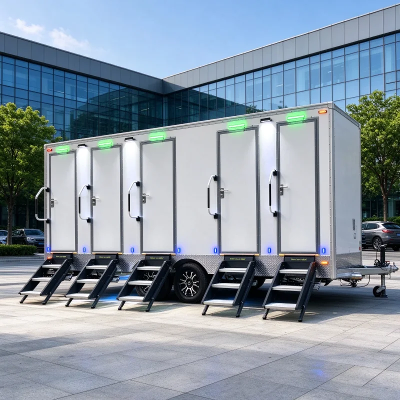 Customized Event Bathroom Trailer Rust Proof Metal Frame for Wildlife Reserve Field Research Team Outdoor Working Station