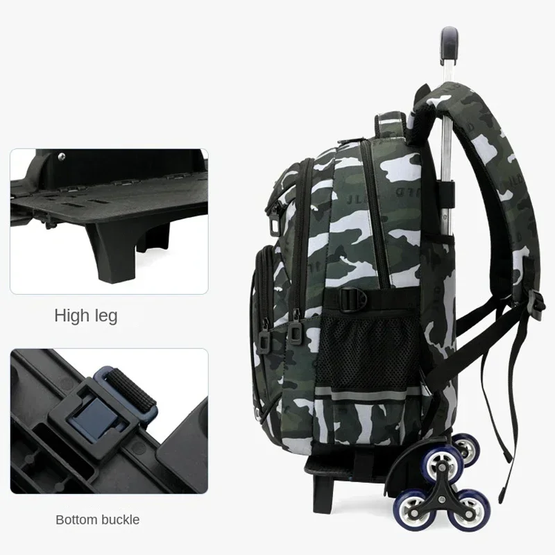 Children School Backpack for Kids Boys Wheeled Bag Student Backpack Trolley School Bag with Wheels Rolling Luggage Book Bag