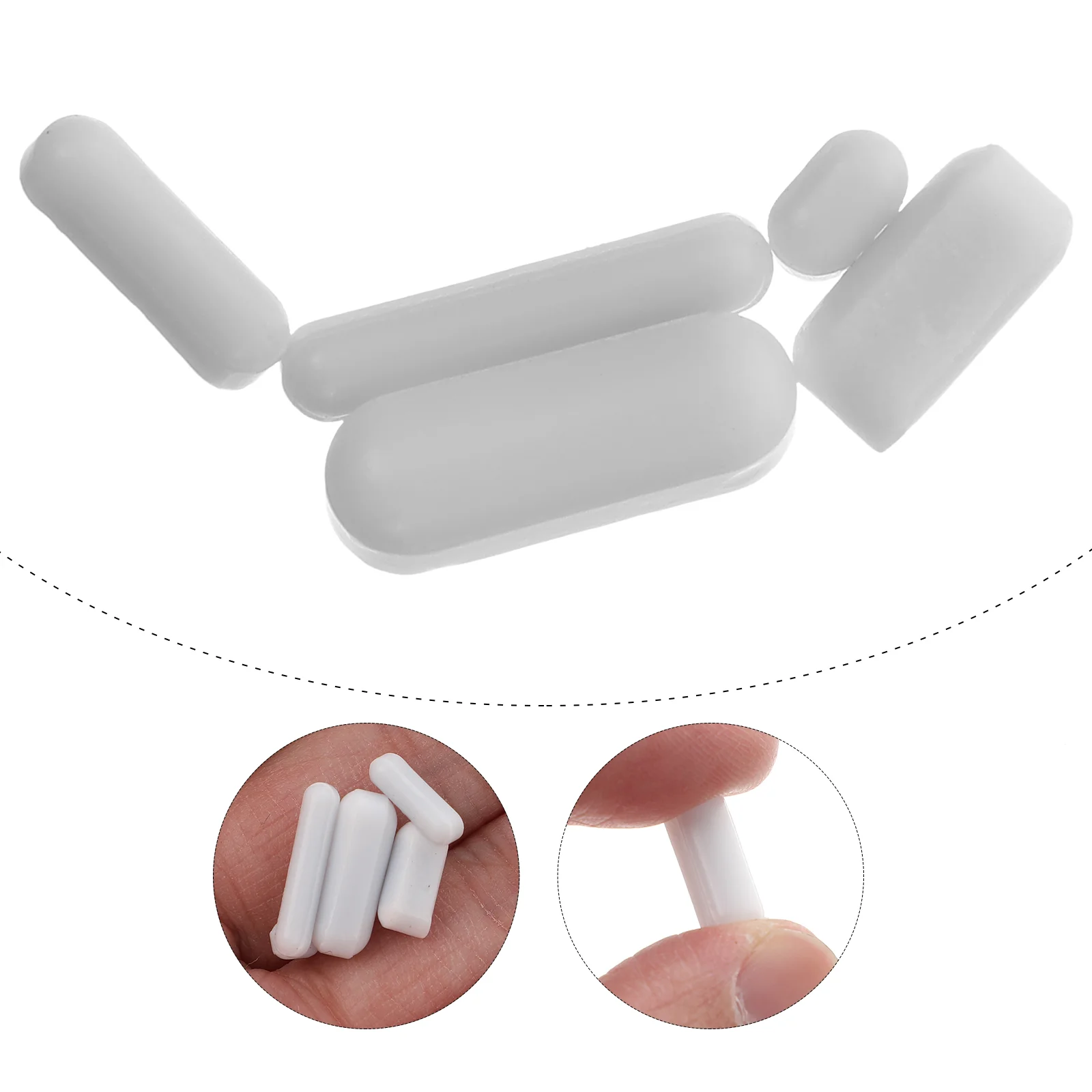 5 Pcs Magnet Magnetic Stirrer Laboratory Electromagnetic Mixer Rod Stirring Bar White Practical