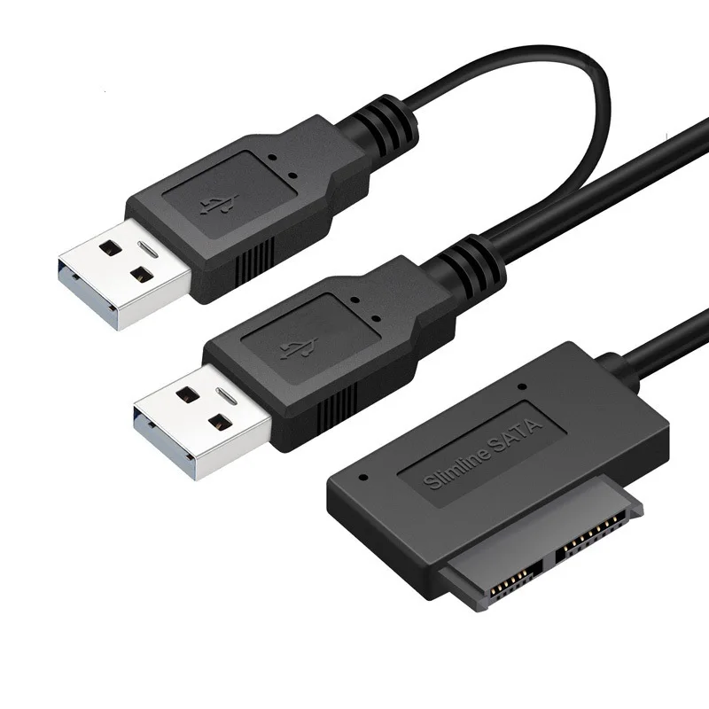 SATA to USB 2.0 6pin+7pin 13pin Adapter Cable External Power Cable for Laptop Optical Drive CD/DVD ROM Slimline Drive Converter