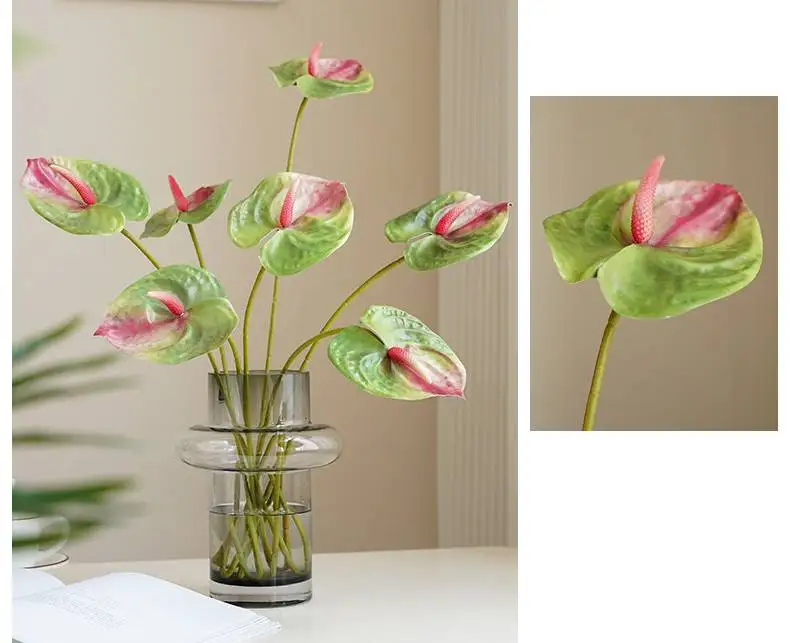 10 Stück Großhandel 3D-Druck Anthurium Kunstblumen für Heimdekoration Grüne Pflanze im Topf Hochzeit Party Tisch Blumenarrangement – Detail 9