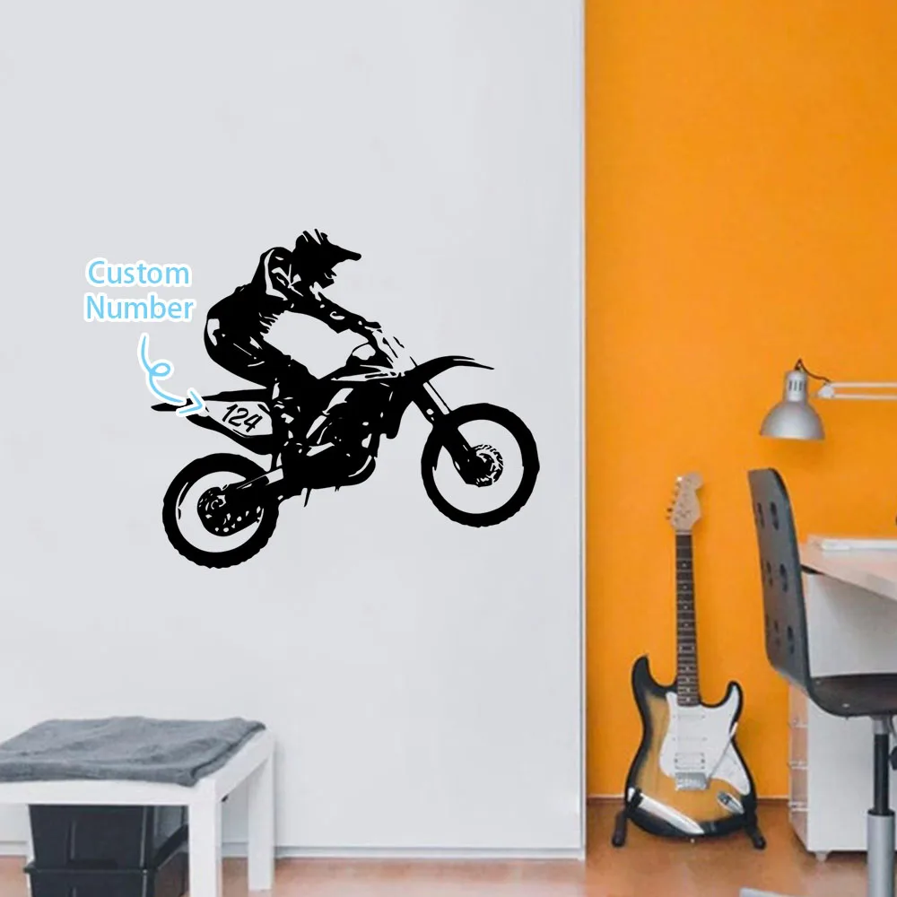 Autocollants muraux personnalisés pour motard, 1 pièce, nom personnalisé, amoureux des animaux, accessoires de décoration pour la maison, décoration murale pour porte