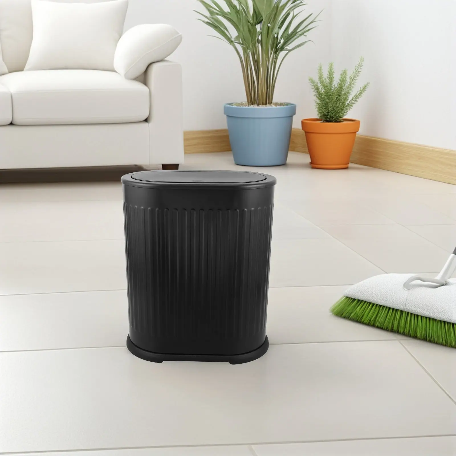 

Узкое пластиковое мусорное ведро для ванной комнаты с нажимной крышкой, 6 л, для туалета, спальни, гостиной