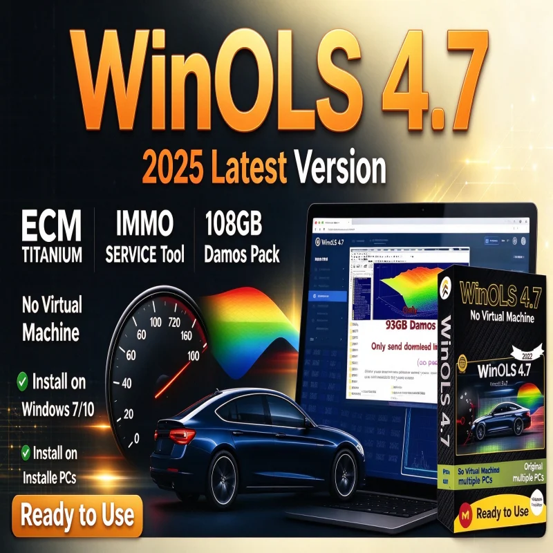 Winols 4.7 + ECM Titanium 26100 ECU Programming Tool with 93GB Damos Files Immobilizer Services V1.2 Learning Video Gui Included