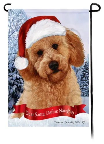 Labradoodle Poodle Cut Dear Santa, Define Naughty Garden Flag