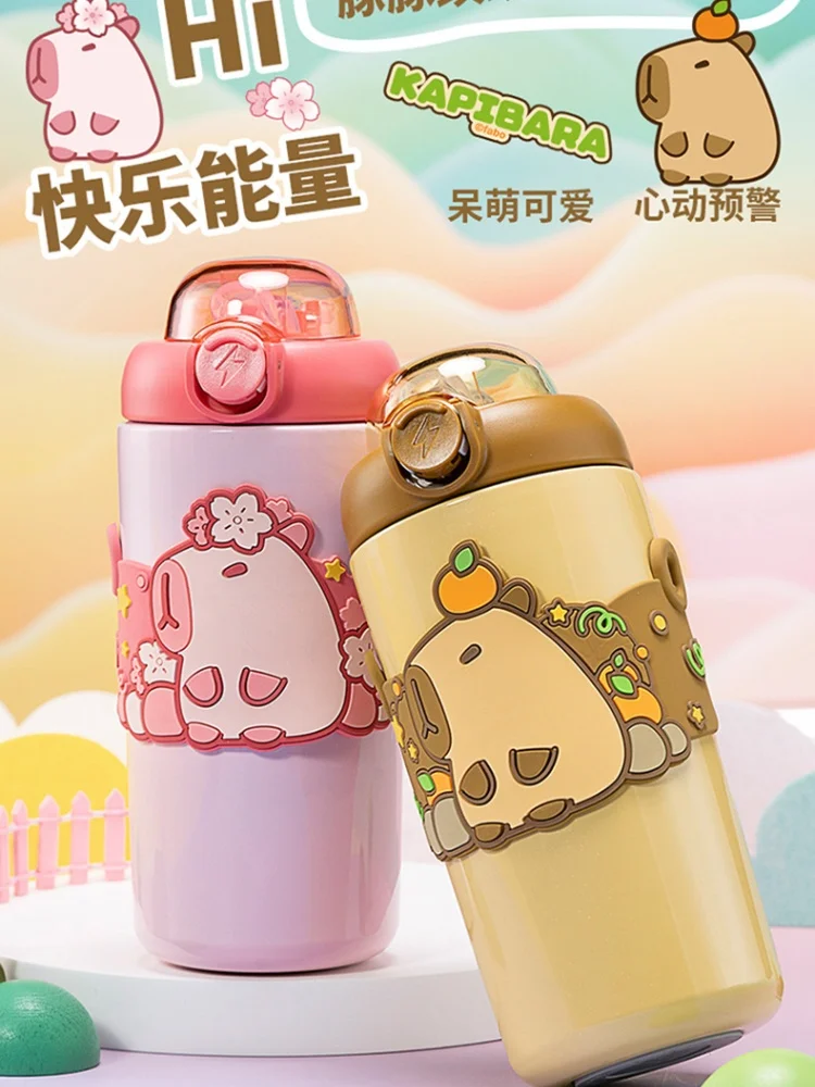 Kapibala Thermos Cup Double Drinking Cup Dolphin With Straw High Appearance Crossbody Children Cup Portable Water Cup For School