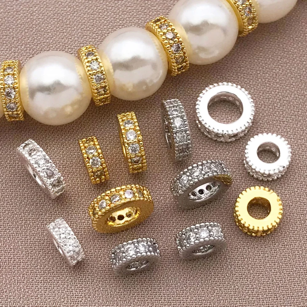 Lot de 3 entretoises en cuivre plaqué or 18 carats, épaisses, argentées et dorées, avec zircon, accessoires pour la fabrication de bijoux DIY
