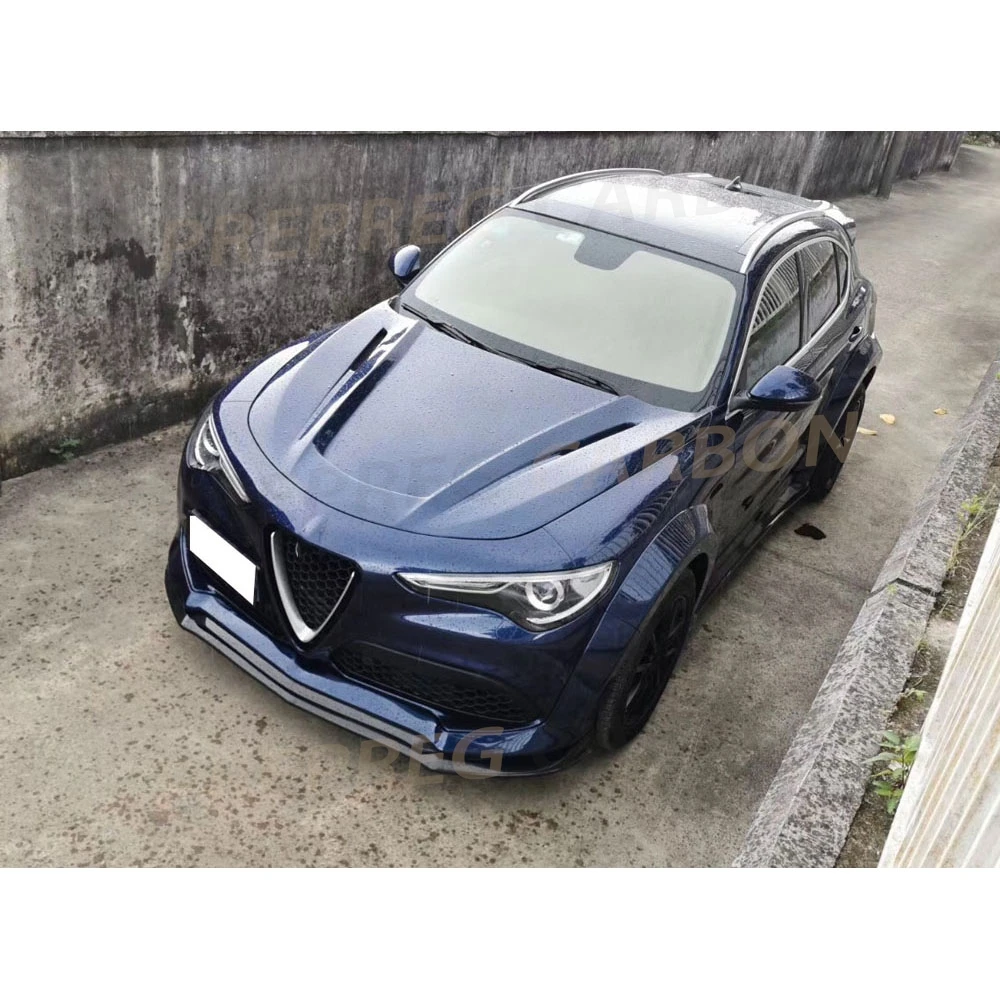 

Передний капот двигателя из углеродного волокна, крышка вентиляционного отверстия для Alfa Romeo Stelvio 2017 2018 2019, автомобильные аксессуары, комплекты кузова из FRP