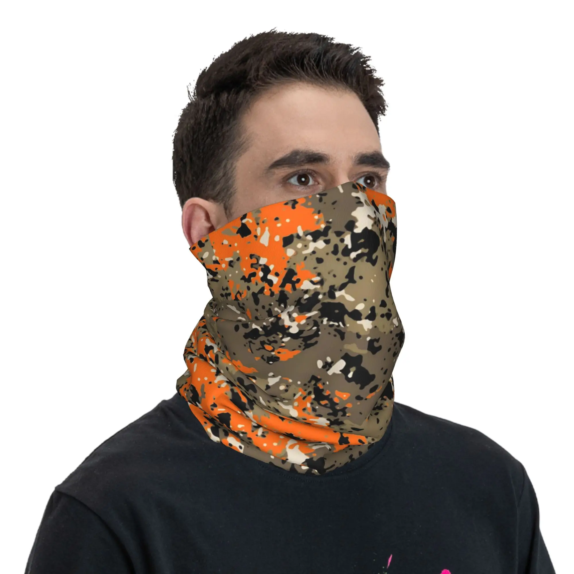 مخصص كامو باندانا الشتاء الرقبة أدفأ الرجال يندبروف التفاف الوجه وشاح للمشي التمويه نمط الجراب عقال