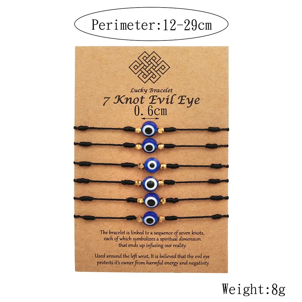 6Pcs/lot Handmade Turkish Lucky Evil Eye Bracelets For Women Braided Red Black Blue Rope Wrist Hand Love Friendship Jewelry image 6