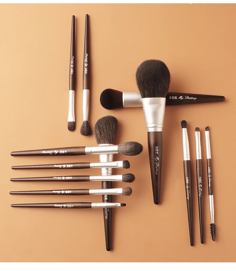 13pcs/set Goat Hair wood Powder Makeup Brushes Full set Foundation Make up Brush Eyebrow Eyeshadow Lip Basic cosmetic tools kit