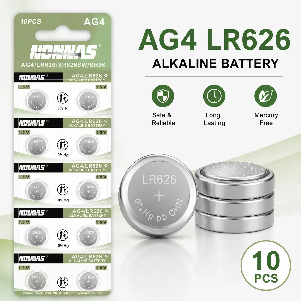 

AG4 LR626 SR626SW SR66 1.5V Alkaline Button Cell Batteries 0% Hg Lead Free for Watch Calculator Toy Car Key Fob