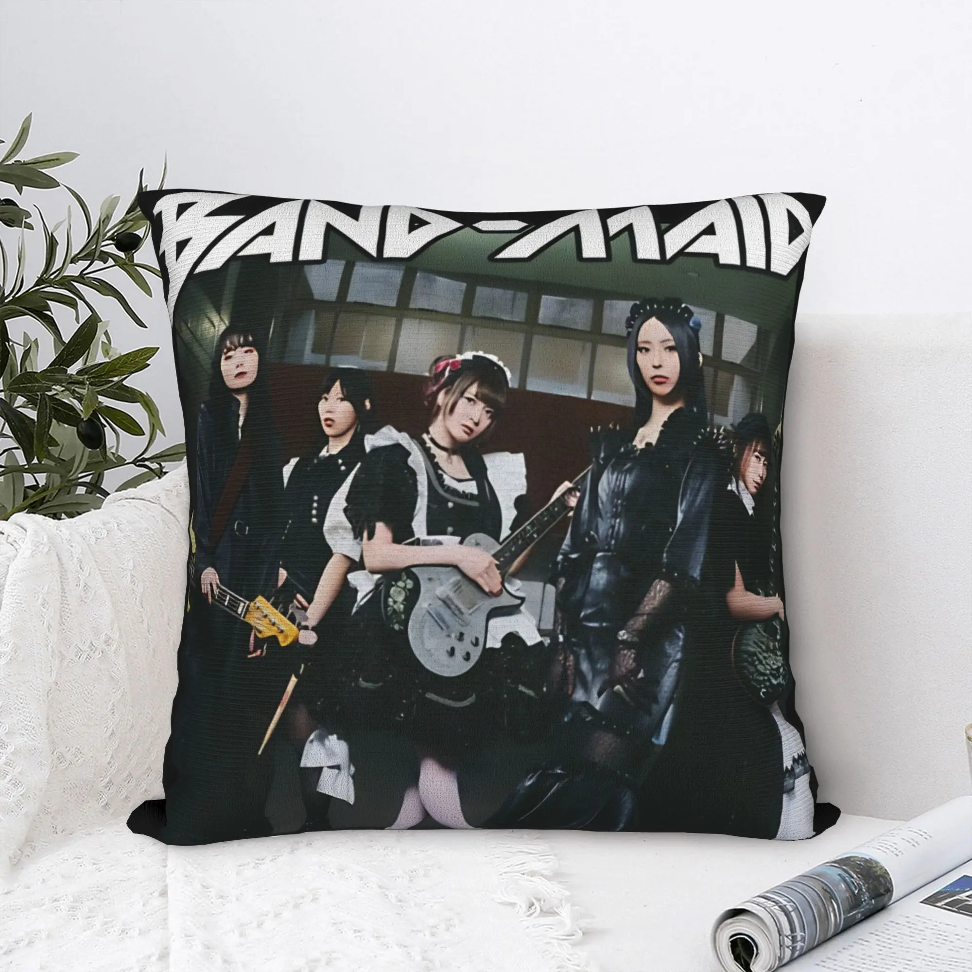JRock Band-Maid Members Square Pillow Case  Cushion Cover Novelty Zippered Decorative Pillowcover for Seat 40*40cm