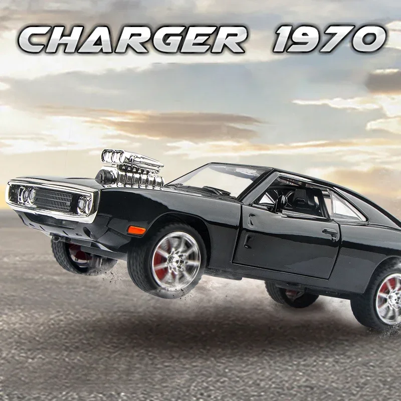 1:24 Dodge Charger 1970 coche de aleación rápido y furioso Diecasts y vehículos de juguete modelo de coche sonido y luz coche juguetes para niños regalos